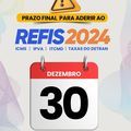 Prazo de adesão ao Refis 2024 encerra nesta segunda (30)