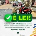Motos com débitos não serão mais apreendidas em operações da Polícia Civil e Militar
